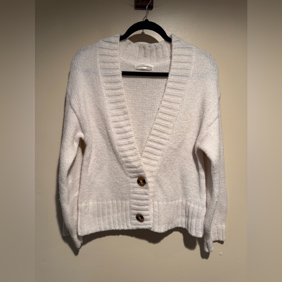 Anthropologie Ivory White Cardigan size medium wool blend - Picture 2 of 9